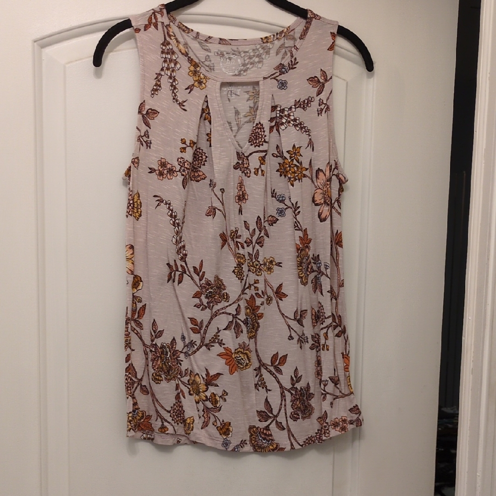 Maurices Floral Tank Top - Cream and Brown